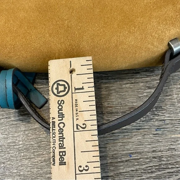 Zara Woman Fringe Suede Crossbody Bag - Tan and Teal. Pre-owned. - Picture 12 of 12